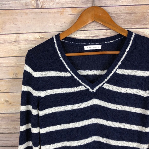 Stitch Fix Honey Punch Striped Elbow Patch Sweater - Picture 3 of 6